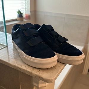 Vans Old Skool Suede Nylon Hook & Loop Strap Shoes Navy Blue Mens 7, Womens 8.5